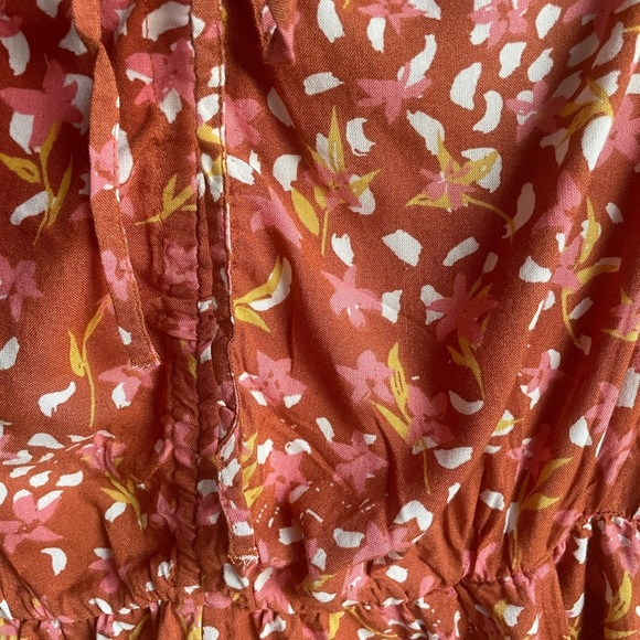 Roxy Spirit Awakes v-Neck Romper  Backed Clay Orange Floral Playsuit size S - Picture 9 of 13